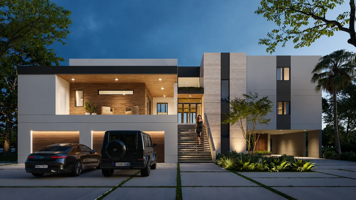 Evening architectural rendering of McKay entrance